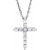 14K White Gold 1/4 CTW Lab-Grown Diamond Cross 16-18" Necklace