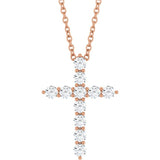 14K Rose Gold 3/8 CTW Lab-Grown Diamond Cross 16-18
