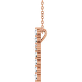 14K Rose Gold 3/8 CTW Lab-Grown Diamond Cross 16-18" Necklace