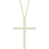 14K Yellow Gold 1 CTW Lab-Grown Diamond Cross 16-18" Necklace