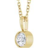 14K Yellow Gold 1/4 CT Lab-Grown Diamond Bezel-Set Solitaire 16-18" Necklace