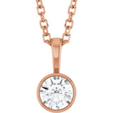 14K Rose Gold 1/4 CT Lab-Grown Diamond Bezel-Set Solitaire 16-18