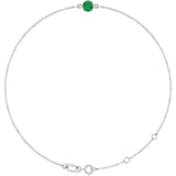 14K White Gold Natural Emerald 6 1/2-7 1/2" Bracelet