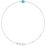 14K White Gold Natural Aquamarine 6 1/2-7 1/2