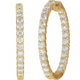 14K Yellow Gold 5 CTW Lab-Grown Diamond Inside-Outside Hinged 37.8 mm Hoop Earrings