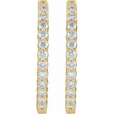 14K Yellow Gold 5 CTW Lab-Grown Diamond Inside-Outside Hinged 37.8 mm Hoop Earrings