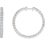 14K White Gold 5 CTW Lab-Grown Diamond Inside-Outside Hinged 37.8 mm Hoop Earrings