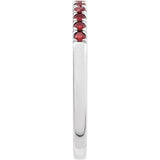 14K White Gold Natural Mozambique Garnet Stackable Ring