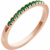 14K Rose Gold Lab-Grown Emerald Stackable Ring