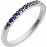 14K White Gold Lab-Grown Blue Sapphire Stackable Ring
