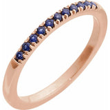 14K Rose Gold Lab-Grown Blue Sapphire Stackable Rin