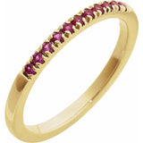 14K Yellow Gold Lab-Grown Ruby Stackable Ring