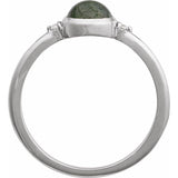 Sterling Silver Natural Moss Agate & .03 CTW Natural Diamond Ring