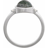 Sterling Silver Natural Moss Agate & .03 CTW Natural Diamond Ring