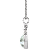 14K White Gold 8x6 mm Natural Moss Agate & .03 CTW Natural Diamond 16-18" Necklace
