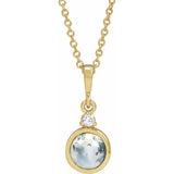 14K Yellow Gold 6 mm Natural Moss Agate & .03 CTW Natural Diamond 16-18
