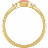 14K Yellow Gold Natural Pink Coral & .03 CTW Natural Diamond Ring