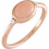 14K Rose Gold Natural Pink Coral & .03 CTW Natural Diamond Ring