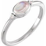 14K White Gold Natural Rainbow Moonstone & .03 CTW Natural Diamond Ring