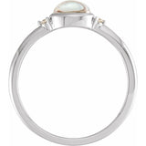 14K White Gold Natural Rainbow Moonstone & .03 CTW Natural Diamond Ring