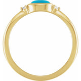 14K Yellow Gold Natural Turquoise & .03 CTW Natural Diamond Ring