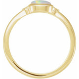 14K Yellow Gold Natural White Opal & .03 CTW Natural Diamond Ring