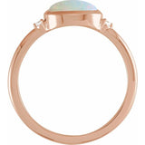 14K Rose Gold Natural White Opal & .03 CTW Natural Diamond Ring