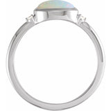 Sterling Silver Natural White Opal & .03 CTW Natural Diamond Ring