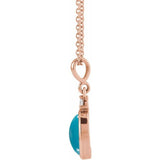 14K Rose Gold 12x10 mm Natural Turquoise & .03 CT Natural Diamond 16-18" Necklace