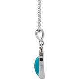 Sterling Silver 12x10 mm Natural Turquoise & .03 CT Natural Diamond 16-18" Necklace