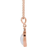 14K Rose Gold 5x3 mm Natural White Opal & .03 CT Natural Diamond 16-18" Necklace