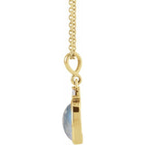 14K Yellow Gold 5x3 mm Natural Rainbow Moonstone & .03 CT Natural Diamond 16-18" Necklace