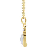 14K Yellow Gold 5x3 mm Natural White Opal & .03 CT Natural Diamond 16-18" Necklace