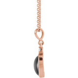 14K Rose Gold 9x7 mm Natural Black Onyx & .03 CT Natural Diamond 16-18" Necklace