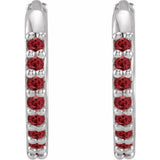 Platinum Lab-Grown Ruby Hinged 12.5 mm Hoop Earrings