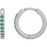 Platinum Lab-Grown Emerald Hinged 12.5 mm Hoop Earrings