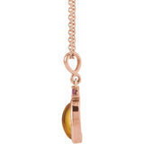 14K Rose Gold 8x6 mm Natural Citrine & Natural Pink Tourmaline 16-18" Necklace