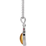 14K White Gold 5x3 mm Natural Citrine & Natural Pink Tourmaline 16-18" Necklace