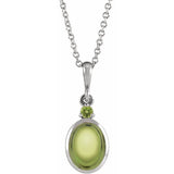 Sterling Silver 6x4 mm Natural Peridot 16-18" Necklace