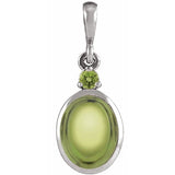 14K White Gold 6x4 mm Natural Peridot Pendant