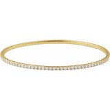 14K Yellow Gold 1 CTW Natural Diamond  Flexible Bangle 7" Bracelet