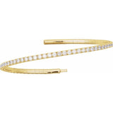 14K Yellow Gold 2 CTW Natural Diamond  Flexible Bangle 7" Bracelet