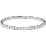 14K White Gold 3 CTW Natural Diamond  Flexible Bangle 7" Bracelet