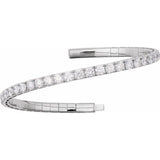 14K White Gold 3 CTW Natural Diamond  Flexible Bangle 7" Bracelet