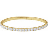 14K Yellow Gold 3 CTW Lab-Grown Diamond  Flexible Bangle 7" Bracelet