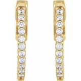 14K Yellow Gold 1/3 CTW Lab-Grown Diamond Inside-Outside 15.5 mm Hinged Hoop Earrings