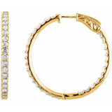 14K Yellow Gold 1 CTW Lab-Grown Diamond Inside-Outside 26.5 mm Hinged Hoop Earrings