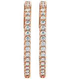 14K Rose Gold 1 CTW Lab-Grown Diamond Inside-Outside 26.5 mm Hinged Hoop Earrings