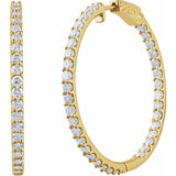 14K Yellow Gold 5 CTW Lab-Grown Diamond Inside-Outside 41.5 mm Hinged Hoop Earrings