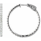 14K White Gold 5 CTW Lab-Grown Diamond Inside-Outside 41.5 mm Hinged Hoop Earrings